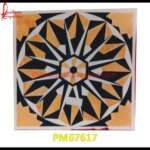 Yellow And Black Flower Motif Inlay Table Top