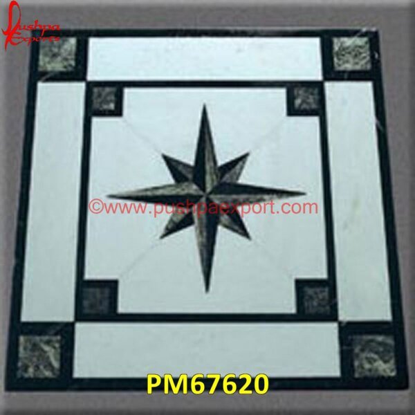 Star Pattern Inlay White Marble Floor Tile PM67620 pietra dura box,pietra dura art,mughal pietra dura,mosaic marble medallions,metal inlay in stone,medallion marble floor decor,marble tile medallions,marble mosaic medallion,marble.jpg