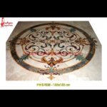 Leaf Design Inlay White Marble Floor