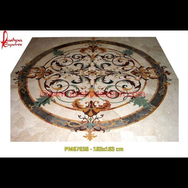 Leaf Design Inlay White Marble Floor PM67638 - 183x183 cm marble inlay handicrafts,marble inlay furniture,marble inlay flooring italy,marble inlay floor,marble inlay elephant,marble inlay dining table,marble inlay desk,marble inlay design.jpg