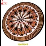 Round Floral Inlay White Marble Table Top