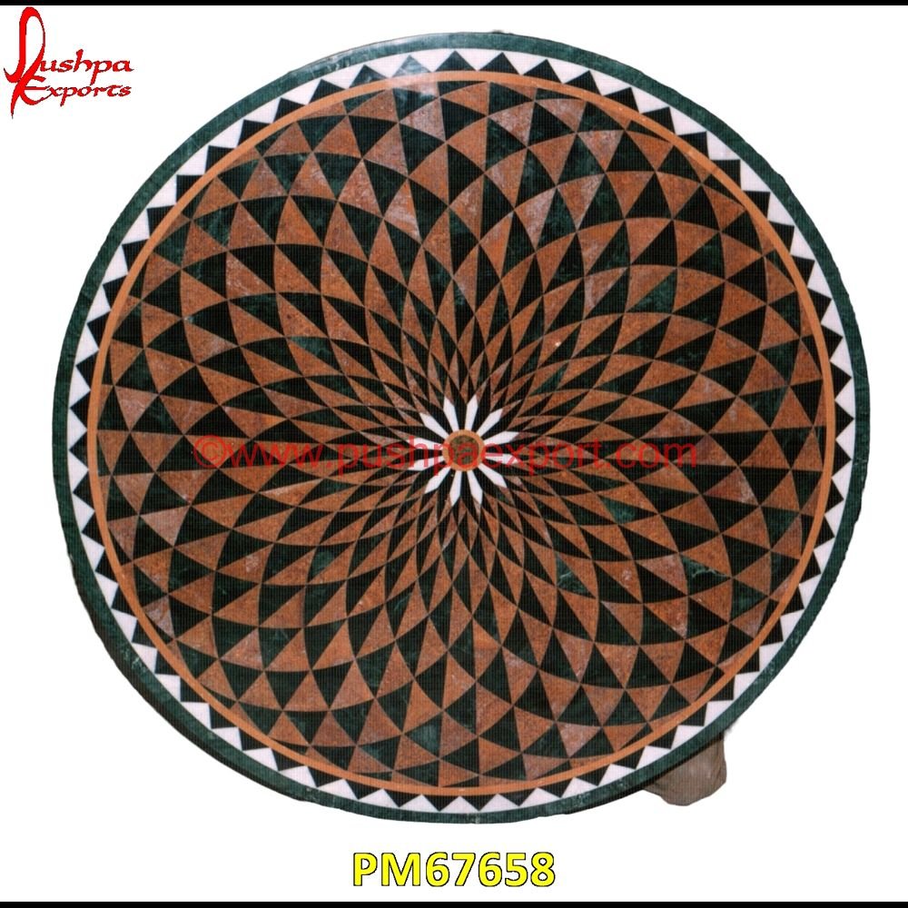 Geometric Pattern Inlay Round Marble Table Top PM67658 stone wood inlay,stone inlay work,stone inlay table tops,stone inlay furniture,stone inlay flooring,stone inlay coffee table,stone inlay art,stone floor inlays,pietra dura techniqu.jpg