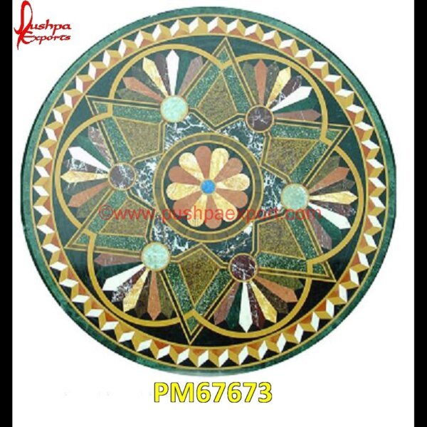 Inlay Round Green Marble Table Top PM67673 pietra dura in india,pietra dura furniture,pietra dura for sale,pietra dura dining table,pietra dura cabinet,pietra dura box,pietra dura art,mughal pietra dura,mosaic marble medall.jpg