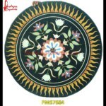 Round Black Marble Floral Pichakari Medallion