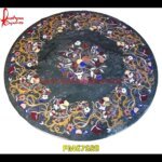 Flower Pietra Dura Black Marble Table Top