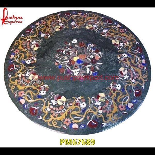 Flower Pietra Dura Black Marble Table Top PM67689 marble inlay work agra,marble inlay work,marble inlay tray,marble inlay tiles,marble inlay table tops,marble inlay panel,marble inlay medallion,marble inlay handicrafts,marble inla.jpg