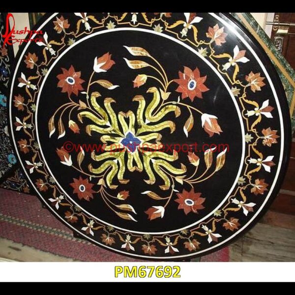 Black Marble Round Dining Table Top PM67692 marble inlay tiles,marble inlay table tops,marble inlay panel,marble inlay medallion,marble inlay handicrafts,marble inlay furniture,marble inlay flooring italy,marble inlay floor,.jpg