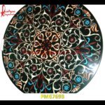 Pietra Dura Round Black Marble Table Top