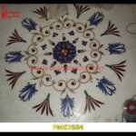 White Marble Motif Inlay Round Table Top