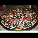 Black Marble Inlay Round Table Top