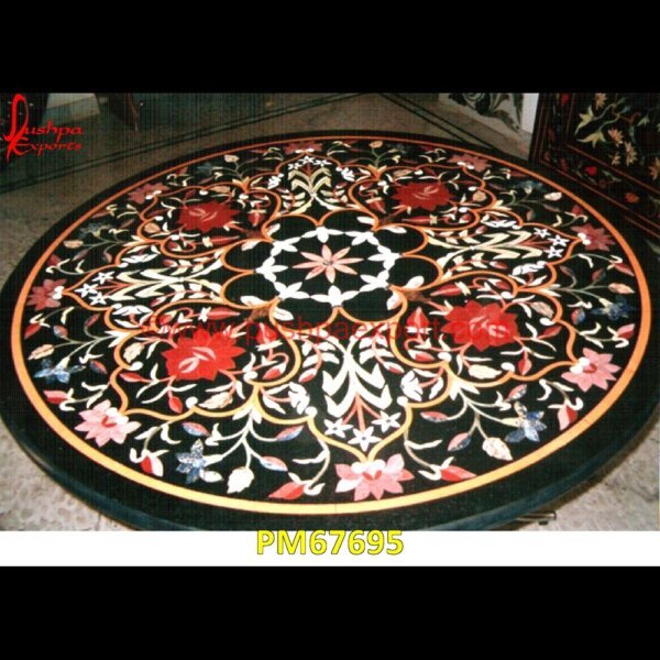 Black Marble Inlay Round Table Top PM67695 marble inlay medallion,marble inlay handicrafts,marble inlay furniture,marble inlay flooring italy,marble inlay floor,marble inlay elephant,marble inlay dining table,marble inlay d.jpg