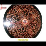 Black Marble Round Floral Pietre Dure Table Top