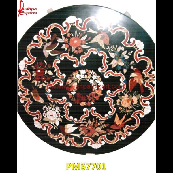 Round Black Marble Motif Inlay Table Top PM67701 marble inlay dining table,marble inlay desk,marble inlay design,marble inlay crafts,marble inlay coffee table,marble inlay coasters,marble inlay chess board,marble inlay box,marble.jpg