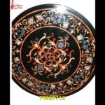 Floral Inlay Black Marble Round Table Top