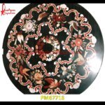 Black Marble Round Table Top With Inlay