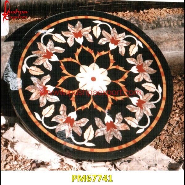 Round Black Marble Inlay Table Top PM67741 pietra dura in india,pietra dura furniture,pietra dura for sale,pietra dura dining table,pietra dura cabinet,pietra dura box,pietra dura art,mughal pietra dura,stone inlay globe,st.jpg