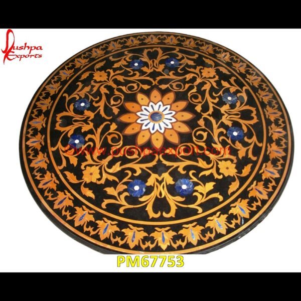 Flower Motif Inlay Round Table Top PM67753 pietra dura,marble medallions,marble inlay tables,marble inlay,marble floor medallions,brass inlay marble tile,white marble inlay table tops,travertine mosaic medallion,taj mahal i.jpg