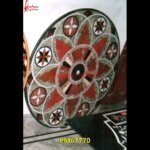 Flower Design Inlay Round Marble Table Top