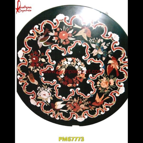 Floral Inlay Round Marble Table Top PM67773 pietra dura mosaic,pietra dura marble table tops,pietra dura inlays,pietra dura india,pietra dura in india,pietra dura furniture,pietra dura for sale,pietra dura dining table,pietr.jpg