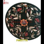 Round Shaped Black Marble Inlay Table Top