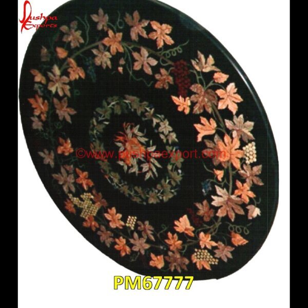 Inlay Black Marble Round Medallion PM67777 pietra dura in india,pietra dura furniture,pietra dura for sale,pietra dura dining table,pietra dura cabinet,pietra dura box,pietra dura art,mughal pietra dura,mosaic marble medall.jpg