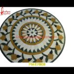 Overlay White Marble Round Shaped Table Top