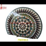 Geometric Pattern Inlay Round Shaped Marble Table Top