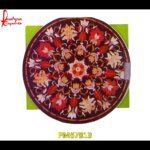 Black Marble Inlay Round Shaped Table Top