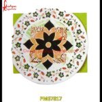 White Marble Floral Pietre Dure Round Table Top