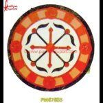 Motif Inlay White Marble Round Shaped Table Top