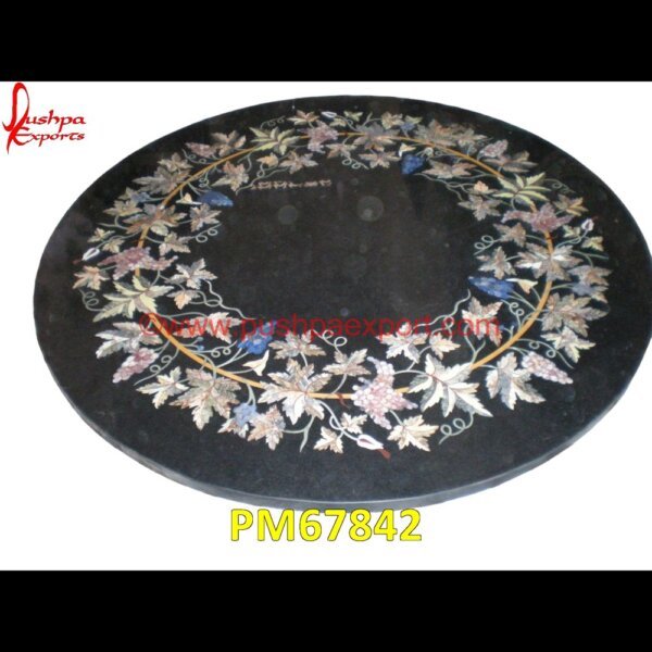 Round Black Marble Flower Motif Inlay Table Top PM67842 pietra dura inlays,pietra dura india,pietra dura in india,pietra dura furniture,pietra dura for sale,pietra dura dining table,pietra dura cabinet,pietra dura box,pietra dura art,mu.jpg