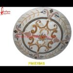 Round Shaped Inlay Italian Marble Dining Table Top