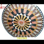 Round Shaped Geometrical Pattern Inlay Marble Table Top