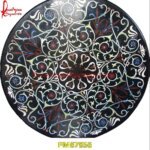 Pattern Inlay Black Marble Stone Round Table Top