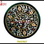 Pattern Inlay Green Stone Round Table Top