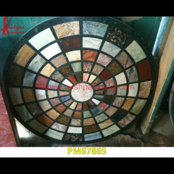 Overlay Round Shaped Natural Stone Table Top PM67865 stone wood inlay,stone inlay work,stone inlay table tops,stone inlay furniture,stone inlay flooring,stone inlay coffee table,stone inlay art,stone floor inlays,pietra dura techniqu.jpg