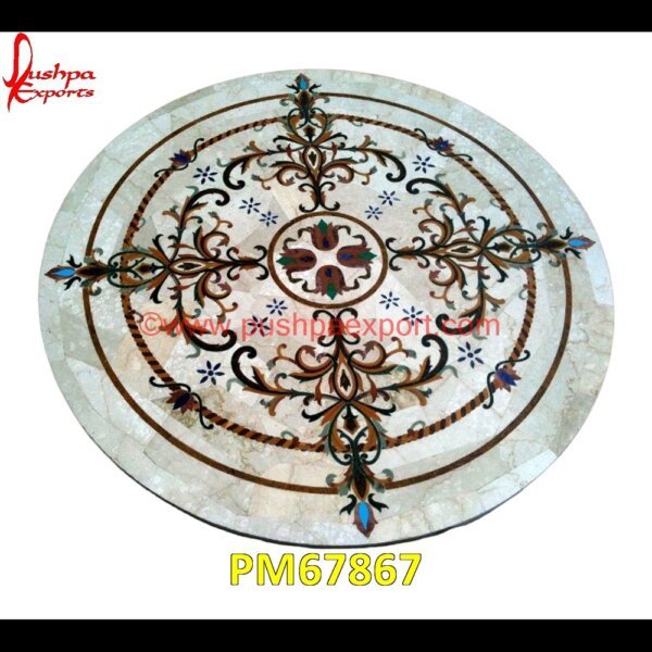 Motif Inlay Italian Stone Round Shaped Table Top PM67867 stone inlay table tops,stone inlay furniture,stone inlay flooring,stone inlay coffee table,stone inlay art,stone floor inlays,pietra dura technique,pietra dura taj mahal,pietra dur.jpg