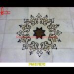 Round Flower Design Inlay White Marble Table Top