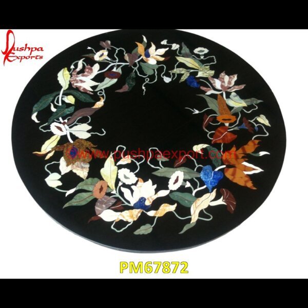 Motif Inlay Black Marble Round Coffee Table Top PM67872 stone floor inlays,pietra dura technique,pietra dura taj mahal,pietra dura table top,pietra dura mosaic,pietra dura marble table tops,pietra dura inlays,pietra dura india,pietra du.jpg