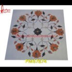 Yellow Flower Inlay White Marble Table Top