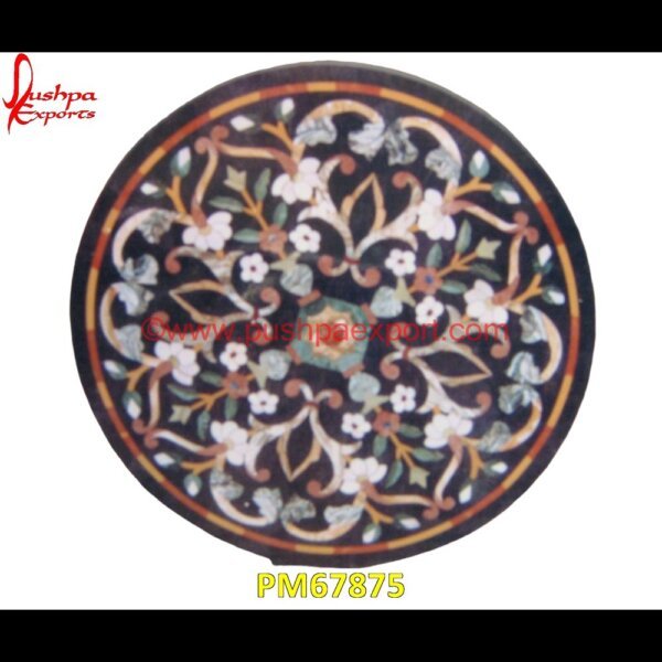 Round Shaped Black Marble Motif Inlay Table Top PM67875 pietra dura table top,pietra dura mosaic,pietra dura marble table tops,pietra dura inlays,pietra dura india,pietra dura in india,pietra dura furniture,pietra dura for sale,pietra d.jpg