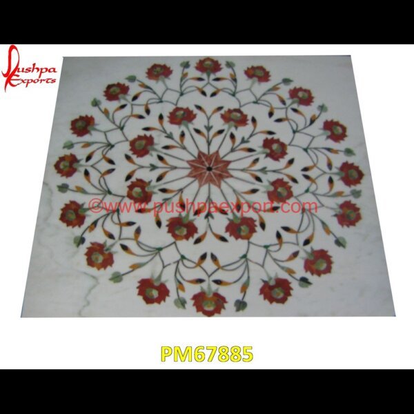 Red Flower Design Pietra Dura White Marble Table Top PM67885 pietra dura box,pietra dura art,mughal pietra dura,mosaic marble medallions,metal inlay in stone,medallion marble floor decor,marble tile medallions,marble mosaic medallion,marble.jpg