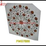 Flower Pietra Dura Round White Marble Table Top