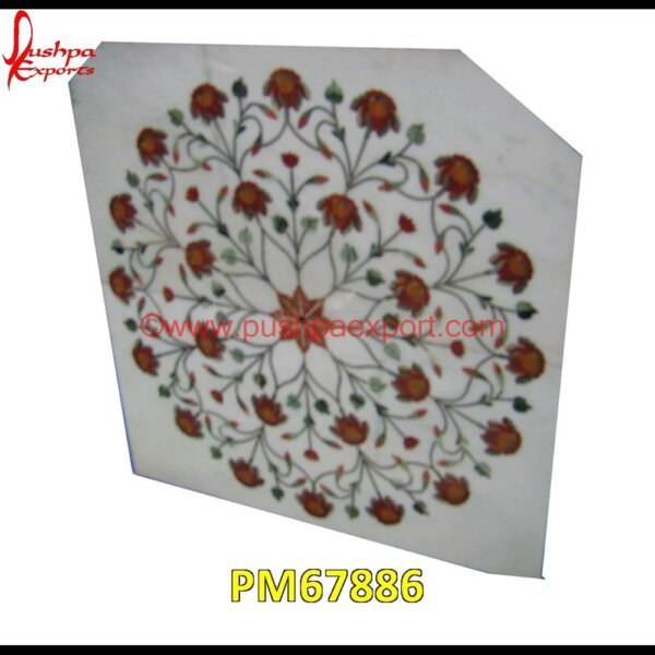 Flower Pietra Dura Round White Marble Table Top PM67886 pietra dura art,mughal pietra dura,mosaic marble medallions,metal inlay in stone,medallion marble floor decor,marble tile medallions,marble mosaic medallion,marble medallion floor.jpg