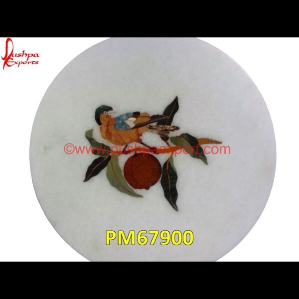 Bird Design Inlay Round White Marble Coffee Table Top PM67900 marble inlay table tops,marble inlay panel,marble inlay medallion,marble inlay handicrafts,marble inlay furniture,marble inlay flooring italy,marble inlay floor,marble inlay elepha.jpg