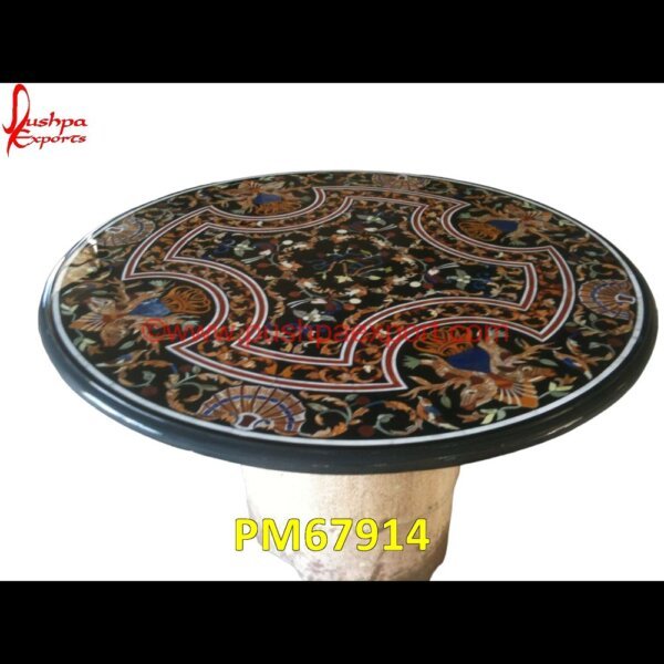 Motif Inlay Black Marble Round Table Top PM67914 marble inlay chess board,marble inlay box,marble inlay border,marble inlay art,marble foyer medallion,marble floor inlay designs,stone inlay globe,stone for inlay,pietre dure,pietr.jpg