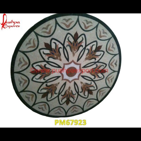 Pietra Dura Italian Marble Round Shape Table Top PM67923 pietra dura table,pietra dura,marble medallions,marble inlay tables,marble inlay,marble floor medallions,brass inlay marble tile,white marble inlay table tops,travertine mosaic med.jpg