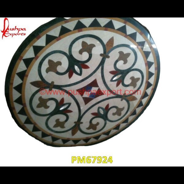 Italian Stone Inlay Round Table Top PM67924 pietra dura,marble medallions,marble inlay tables,marble inlay,marble floor medallions,brass inlay marble tile,white marble inlay table tops,travertine mosaic medallion,taj mahal i.jpg