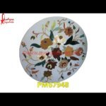 Floral Inlay Work White Marble Round Table Top