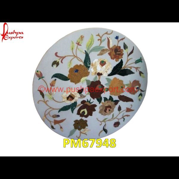 Floral Inlay Work White Marble Round Table Top PM67948 pietra dura in india,pietra dura furniture,pietra dura for sale,pietra dura dining table,pietra dura cabinet,pietra dura box,pietra dura art,mughal pietra dura,stone inlay globe,st.jpg